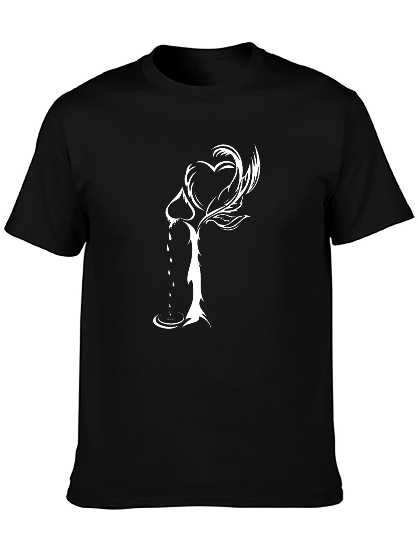 Heart Dagger Graphic Tee - Stylish Black Cotton T-Shirt