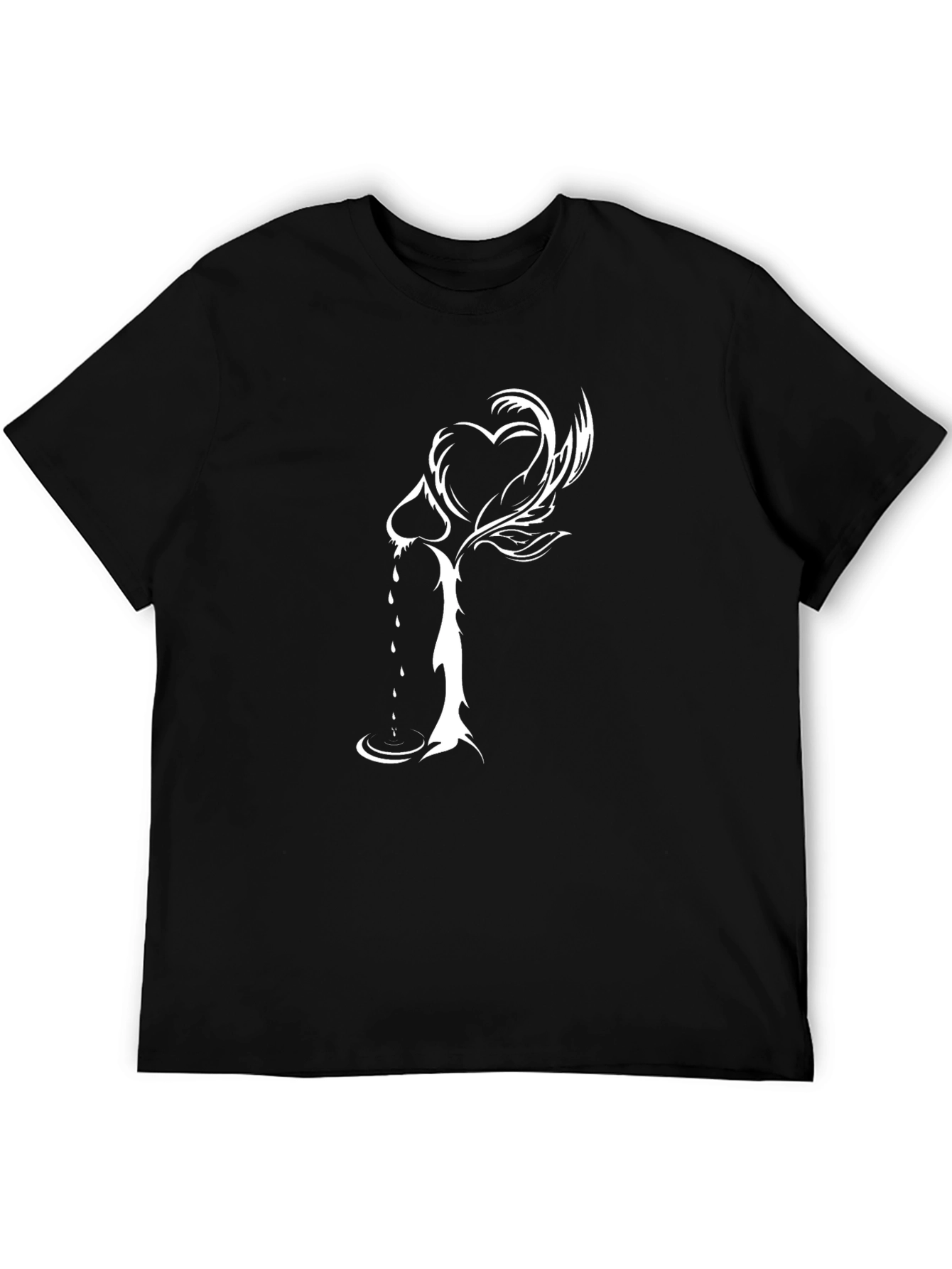 Heart Dagger Graphic Tee - Stylish Black Cotton T-Shirt