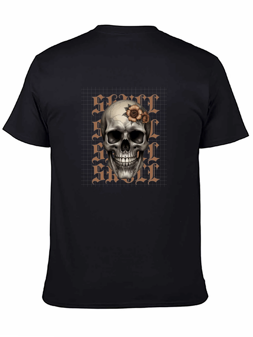 Skull and Flower Graphic Print T-Shirt