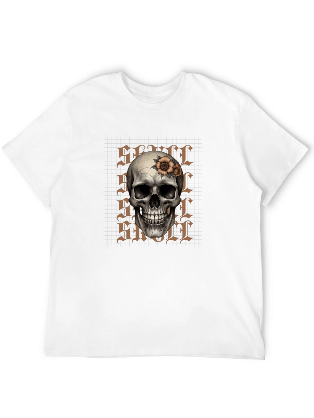 Skull and Flower Graphic Print T-Shirt