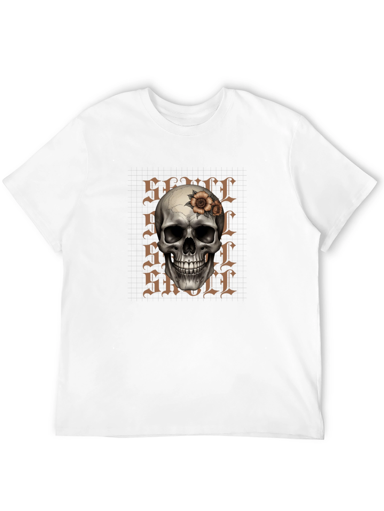 Skull and Flower Graphic Print T-Shirt