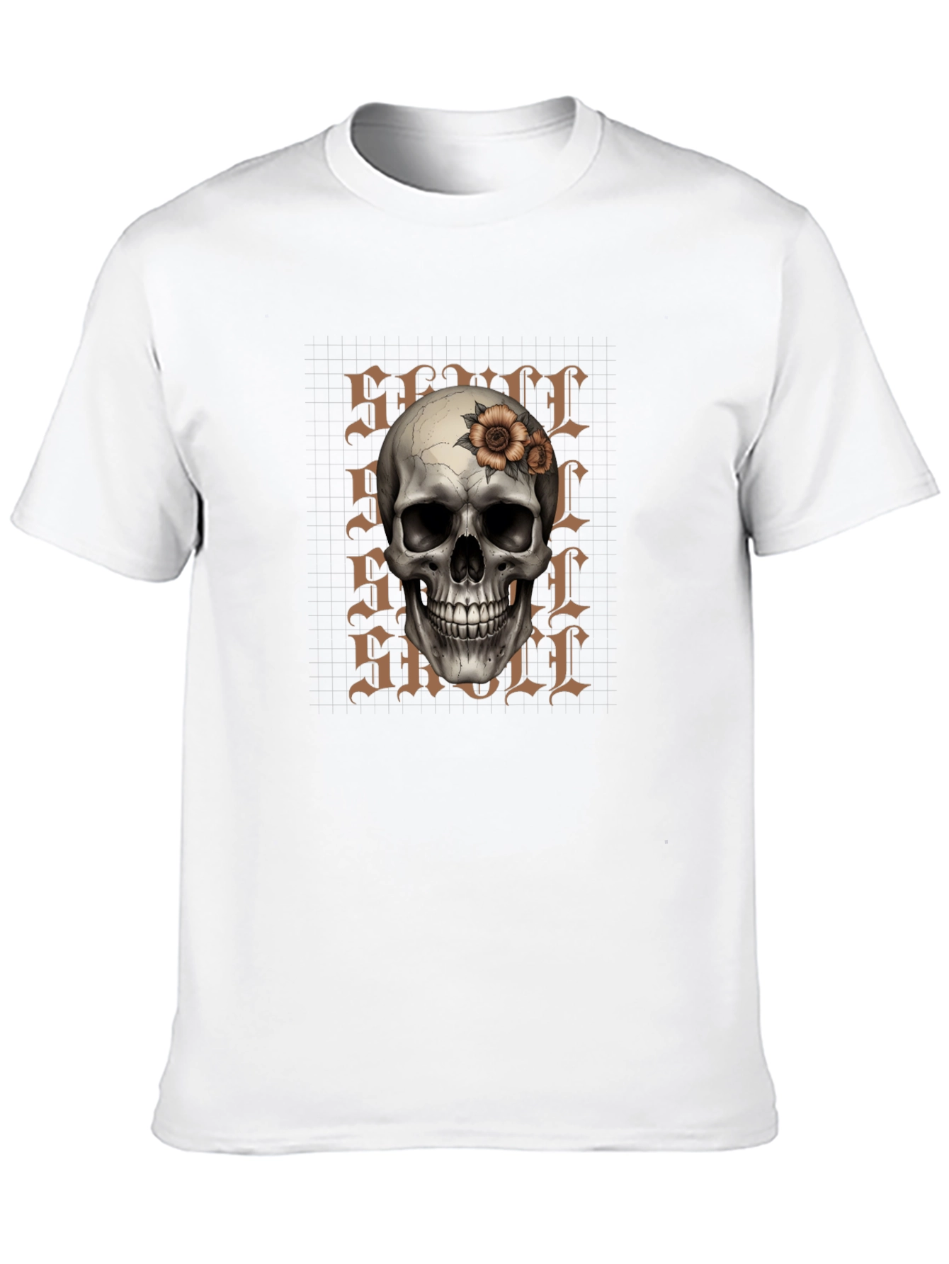 Skull and Flower Graphic Print T-Shirt