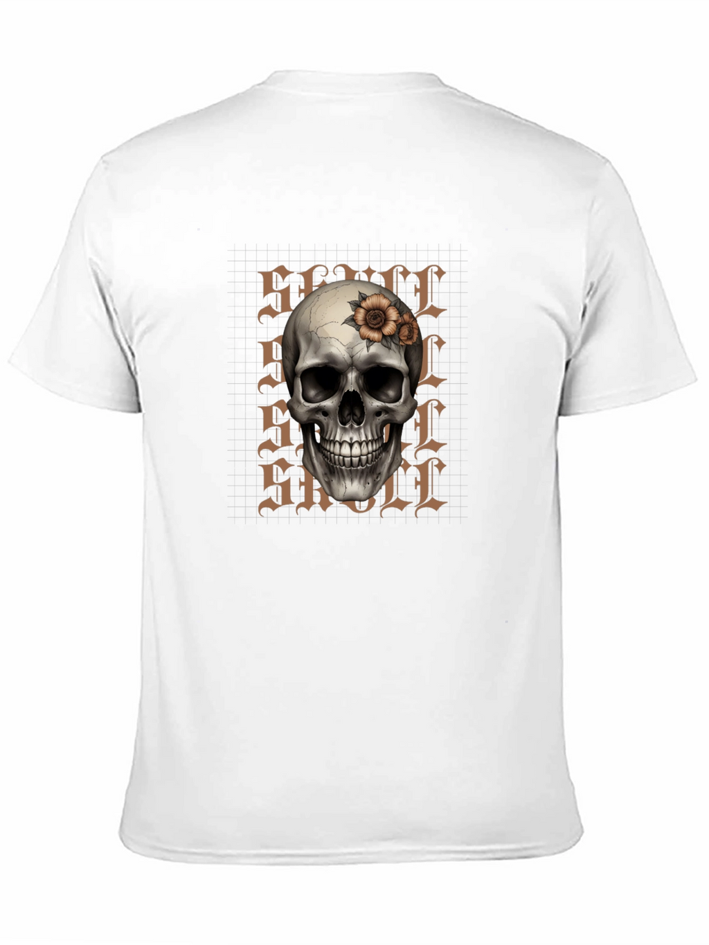 Skull and Flower Graphic Print T-Shirt