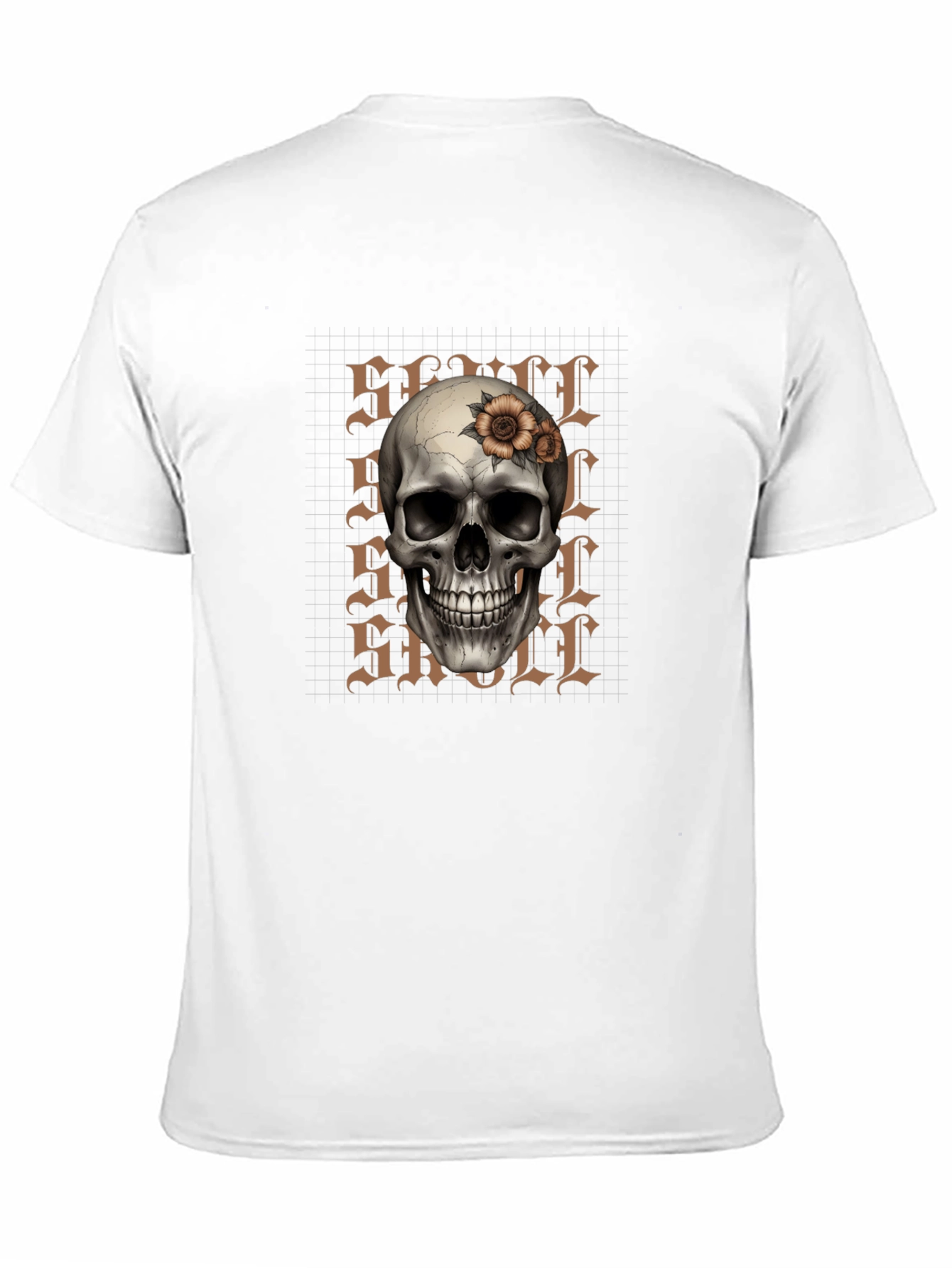 Skull and Flower Graphic Print T-Shirt