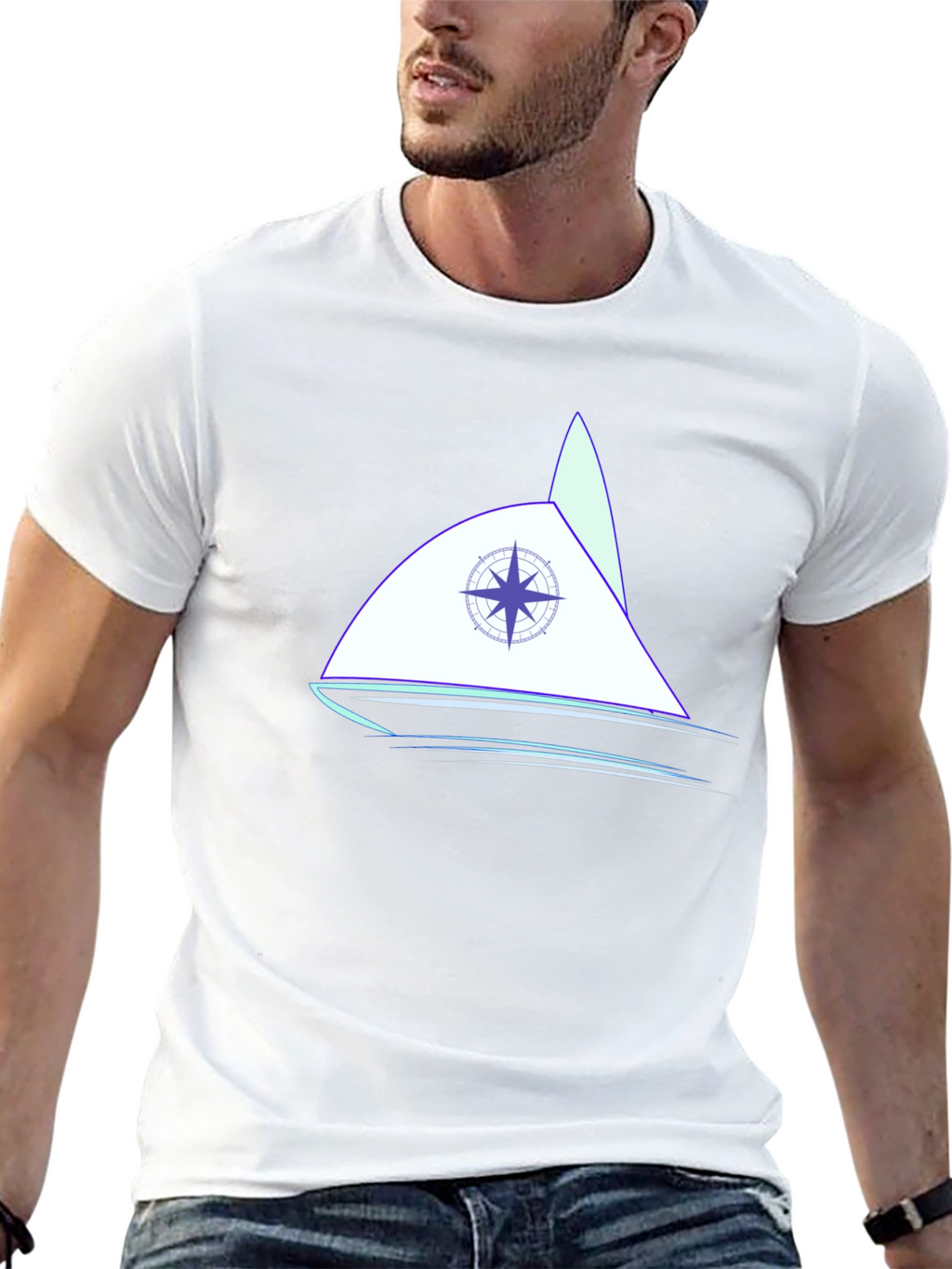 Nautical Compass Sailboat Graphic Tee