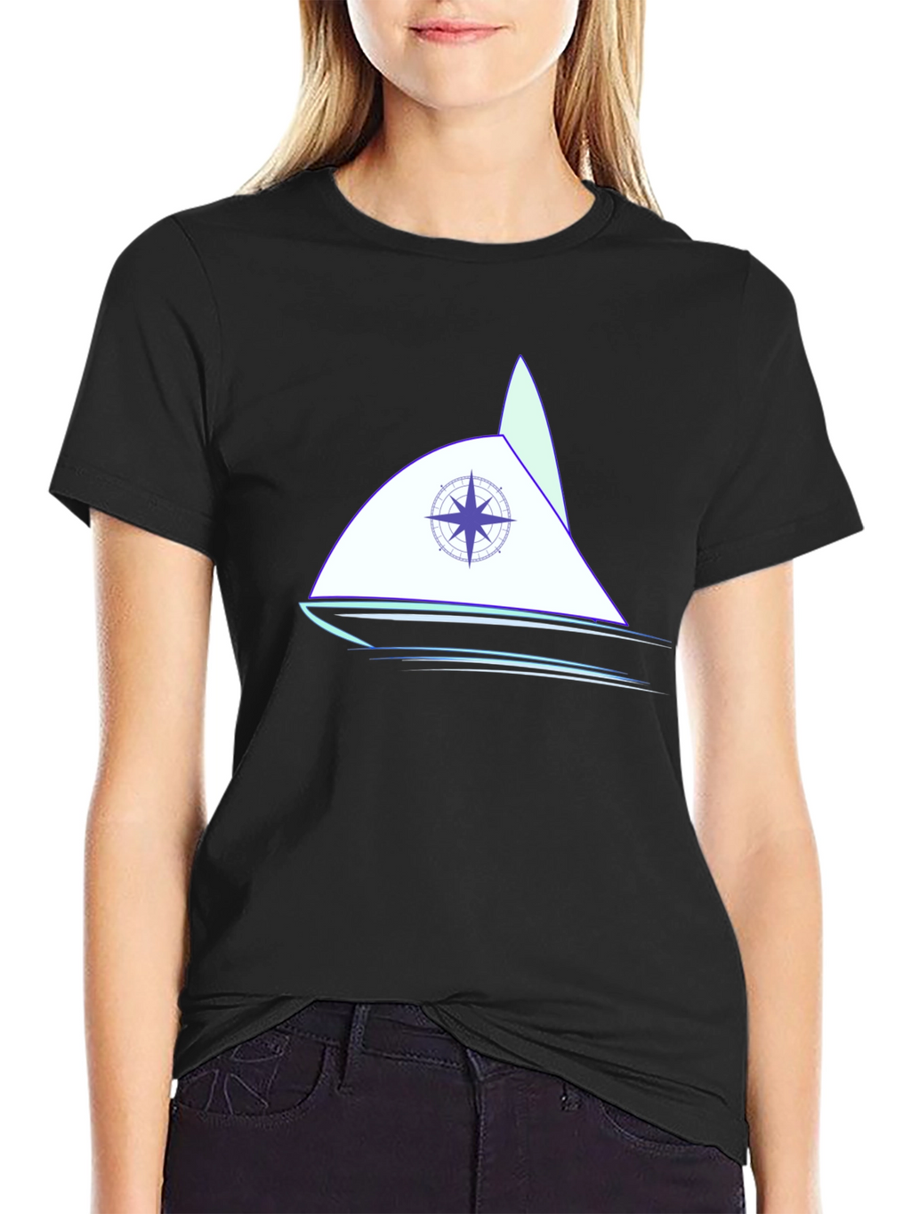 Nautical Compass Sailboat Graphic Tee