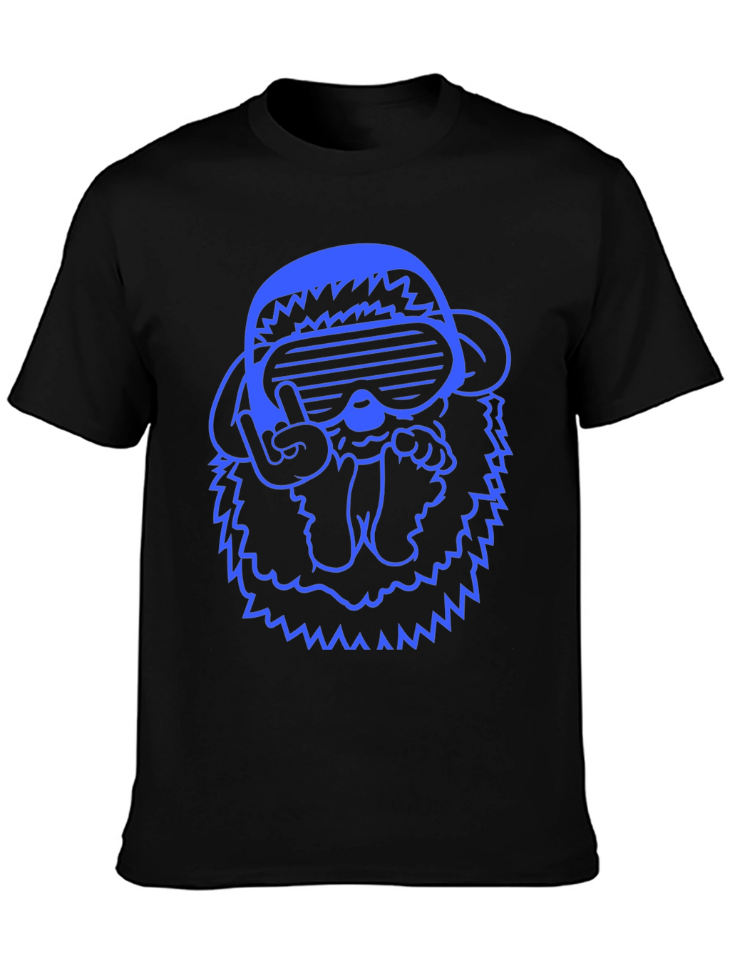 Cool Blue Monkey Graphic Tee - Black