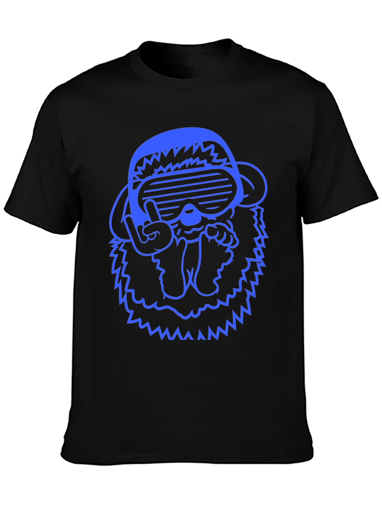 Cool Blue Monkey Graphic Tee - Black