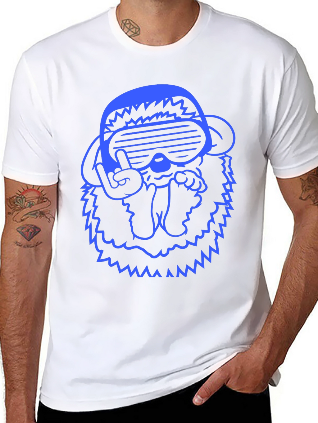 Cool Blue Monkey Graphic Tee - Black