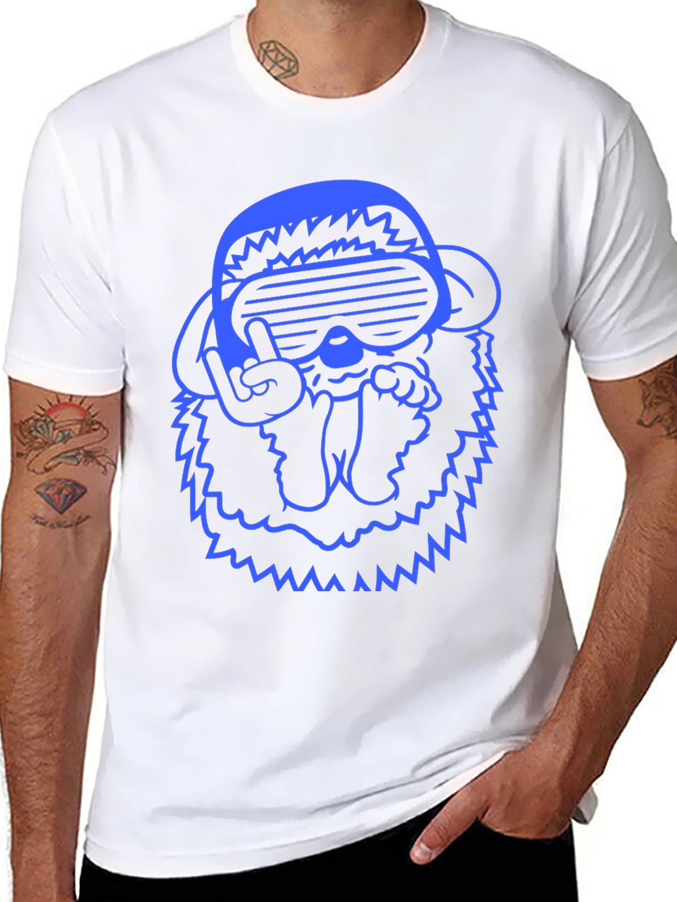 Cool Blue Monkey Graphic Tee - Black