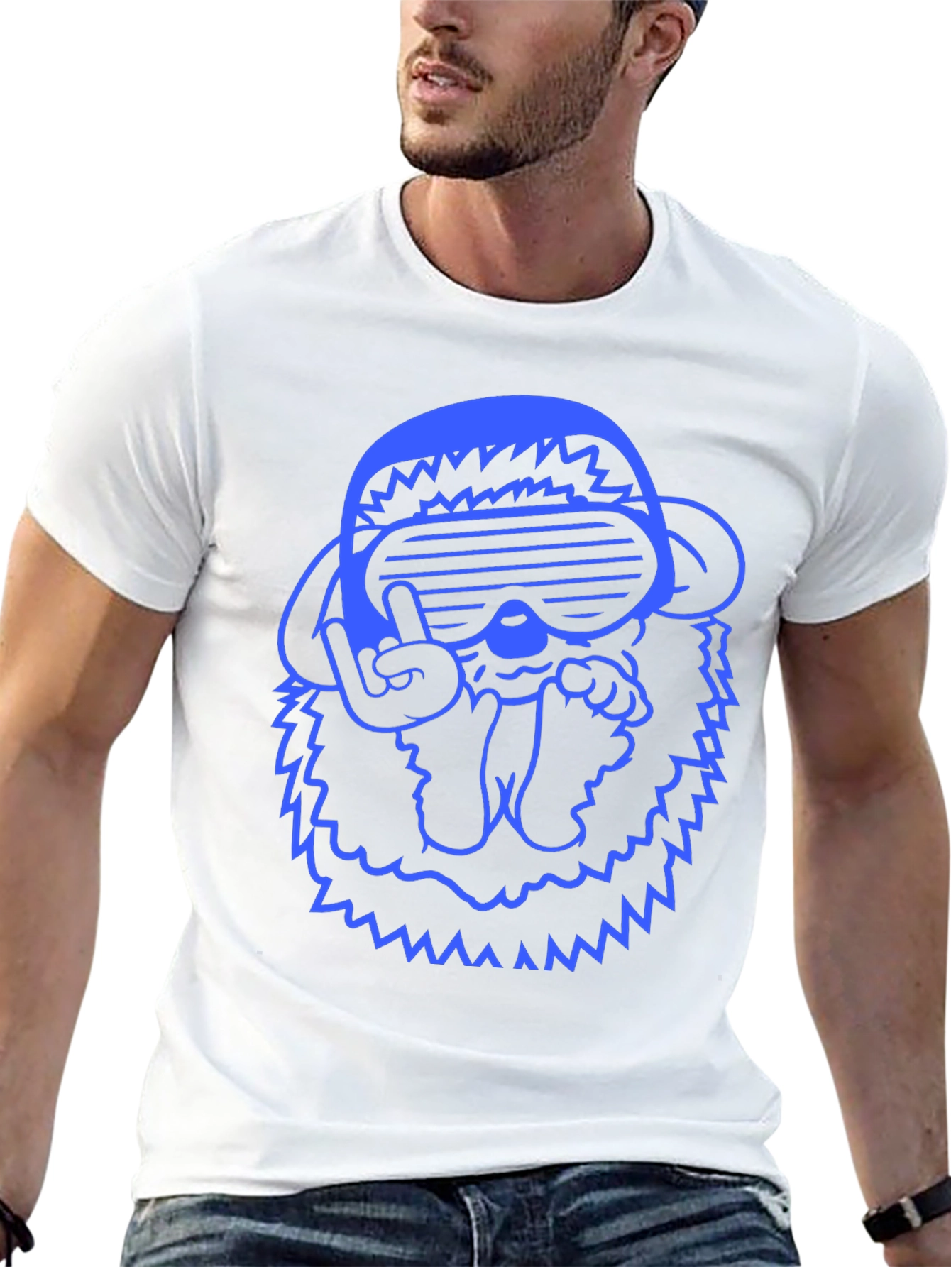 Cool Blue Monkey Graphic Tee - Black