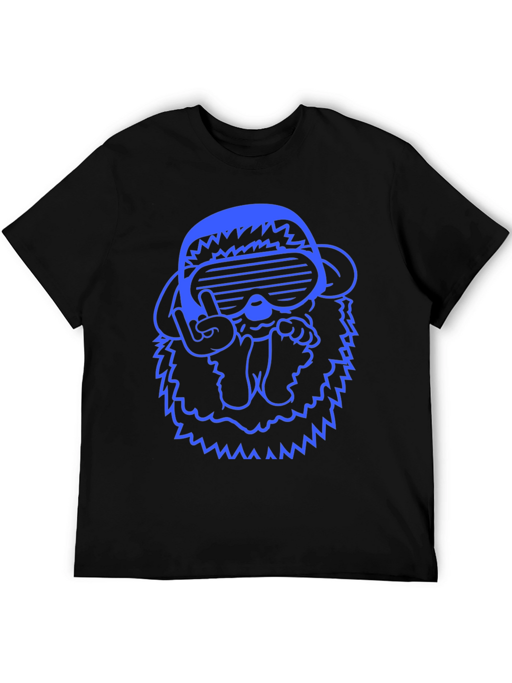 Cool Blue Monkey Graphic Tee - Black