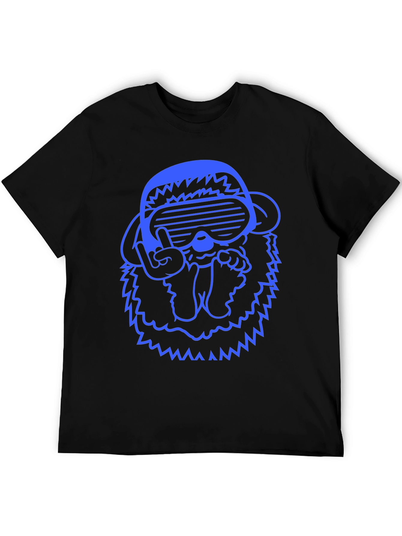 Cool Blue Monkey Graphic Tee - Black