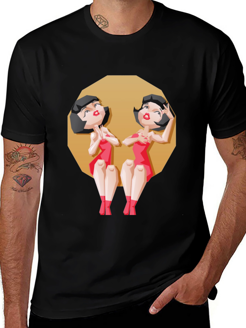 Gemini Twin Cartoon Graphic Tee - Zodiac Style