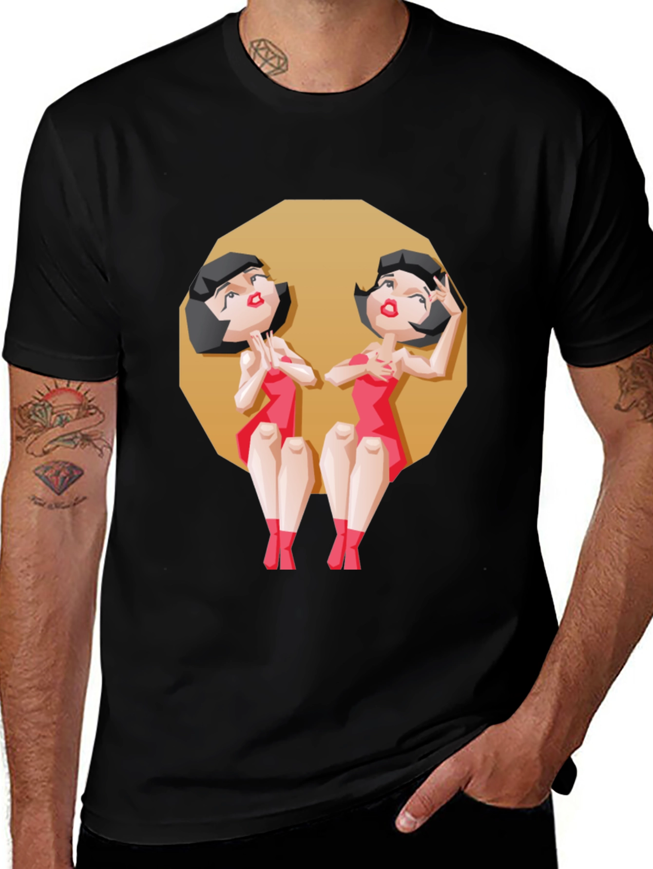 Gemini Twin Cartoon Graphic Tee - Zodiac Style