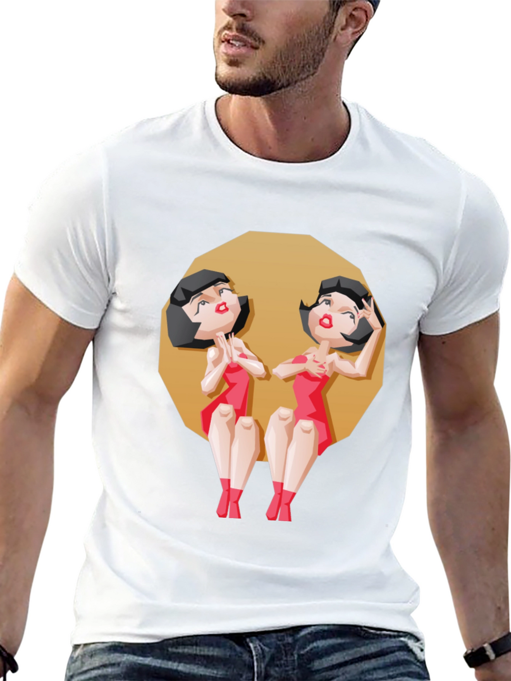 Gemini Twin Cartoon Graphic Tee - Zodiac Style