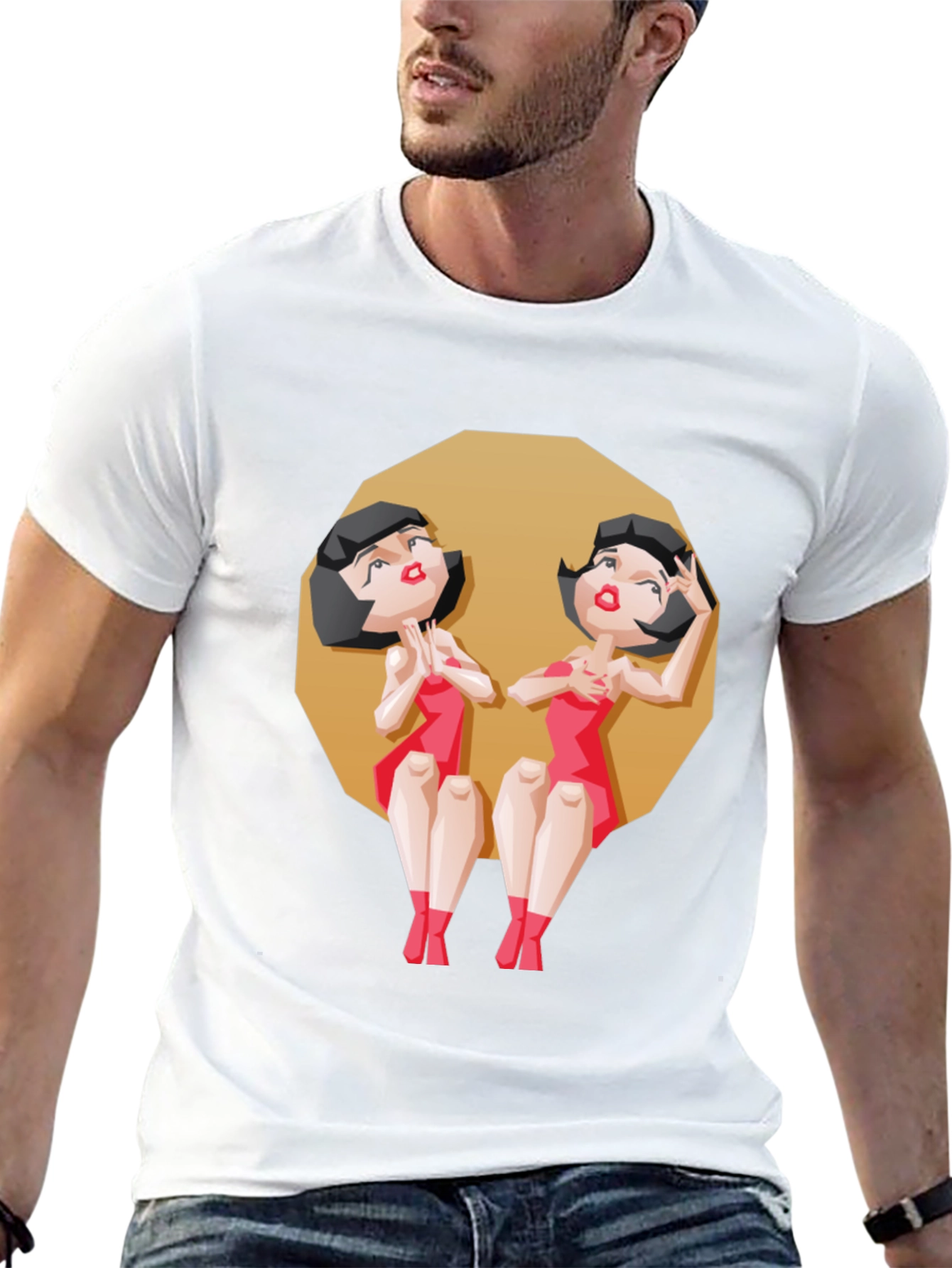 Gemini Twin Cartoon Graphic Tee - Zodiac Style