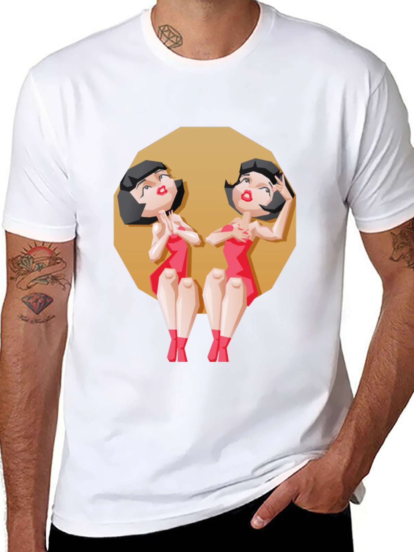 Gemini Twin Cartoon Graphic Tee - Zodiac Style
