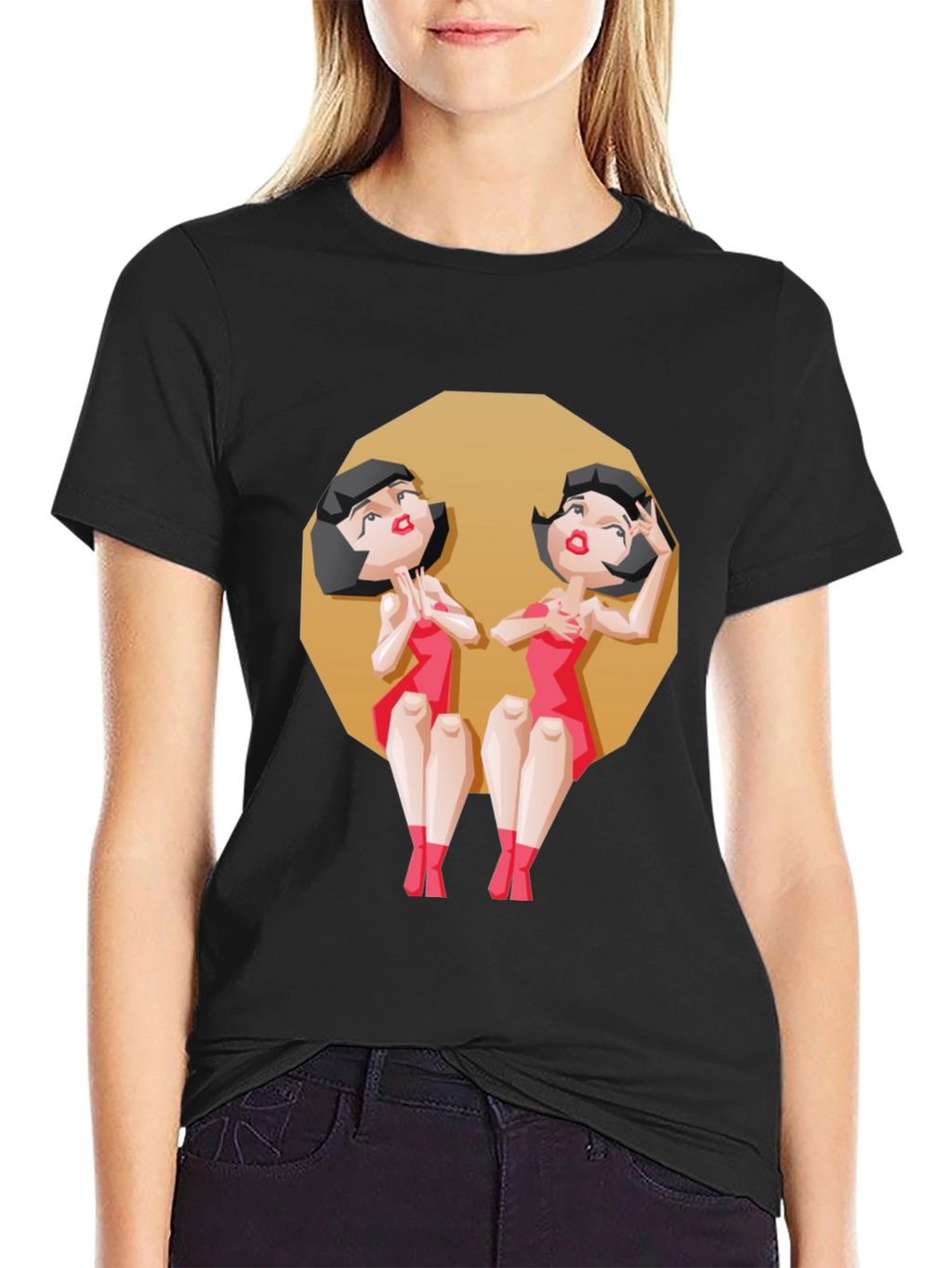 Gemini Twin Cartoon Graphic Tee - Zodiac Style