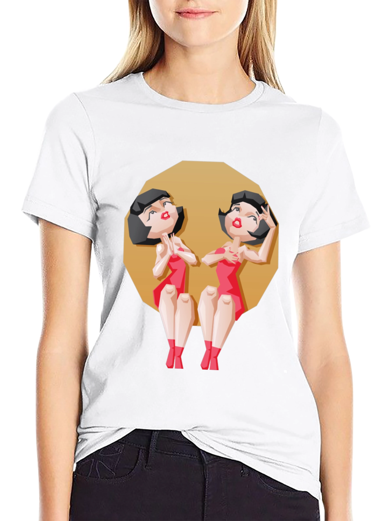 Gemini Twin Cartoon Graphic Tee - Zodiac Style