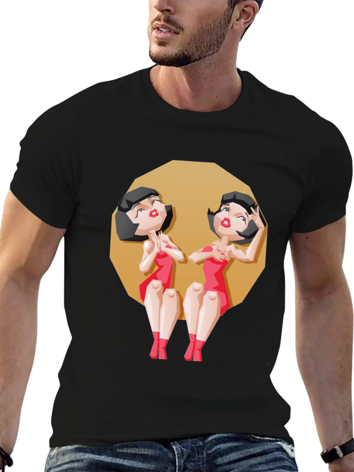 Gemini Twin Cartoon Graphic Tee - Zodiac Style