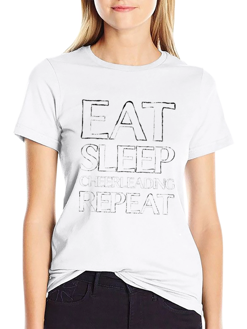 Eat Sleep Cheerleading Repeat Black T-Shirt