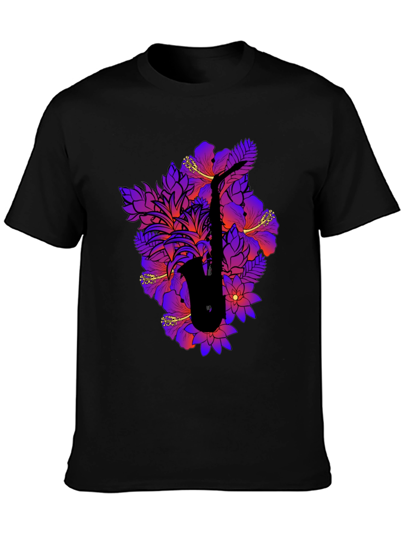 Floral Saxophone Graphic Tee - Stylish Music Shirt