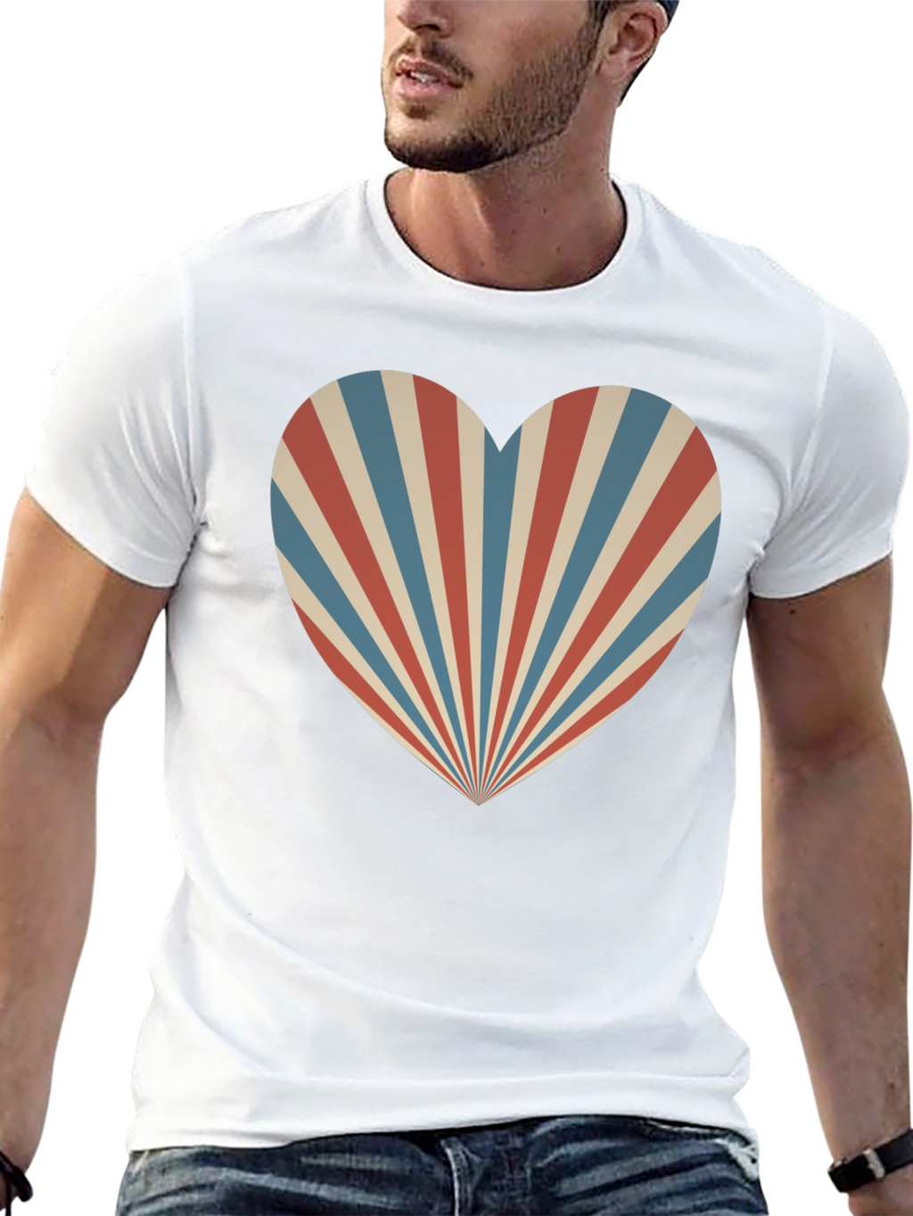 Retro Heart Ray Graphic Tee - Stylish Comfort
