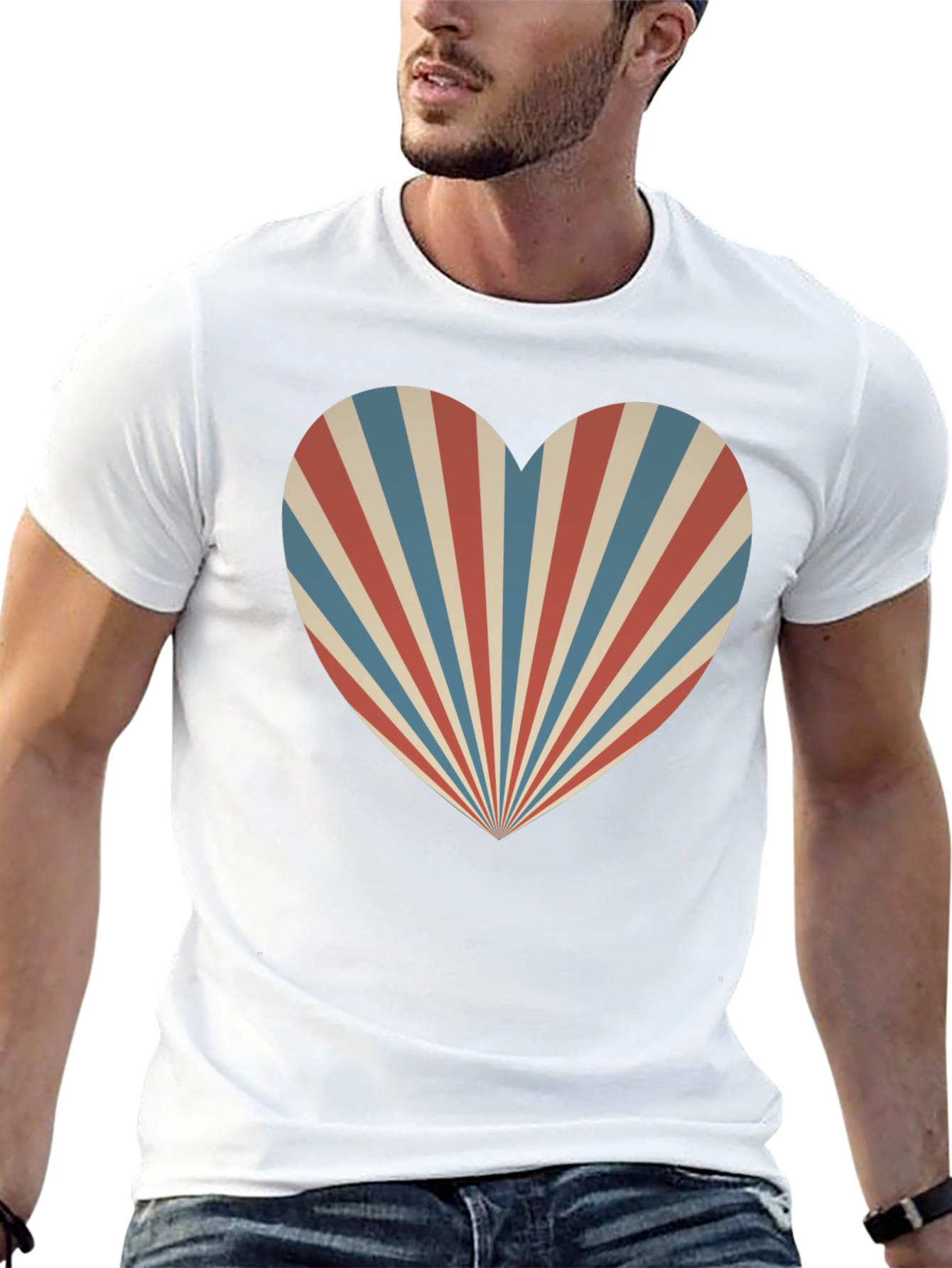 Retro Heart Ray Graphic Tee - Stylish Comfort
