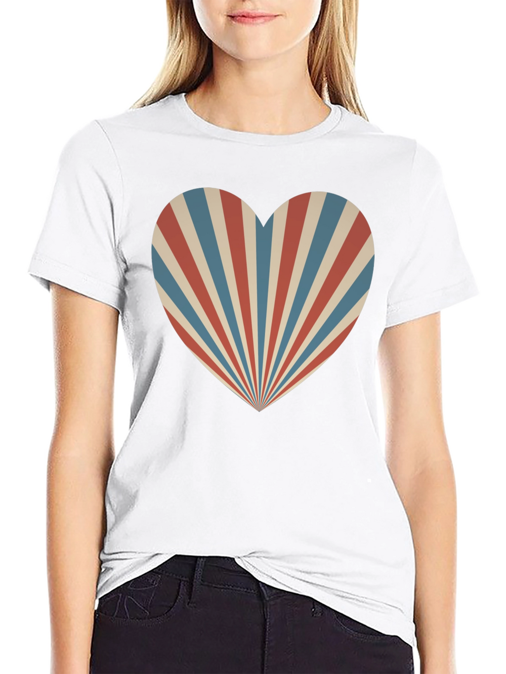 Retro Heart Ray Graphic Tee - Stylish Comfort