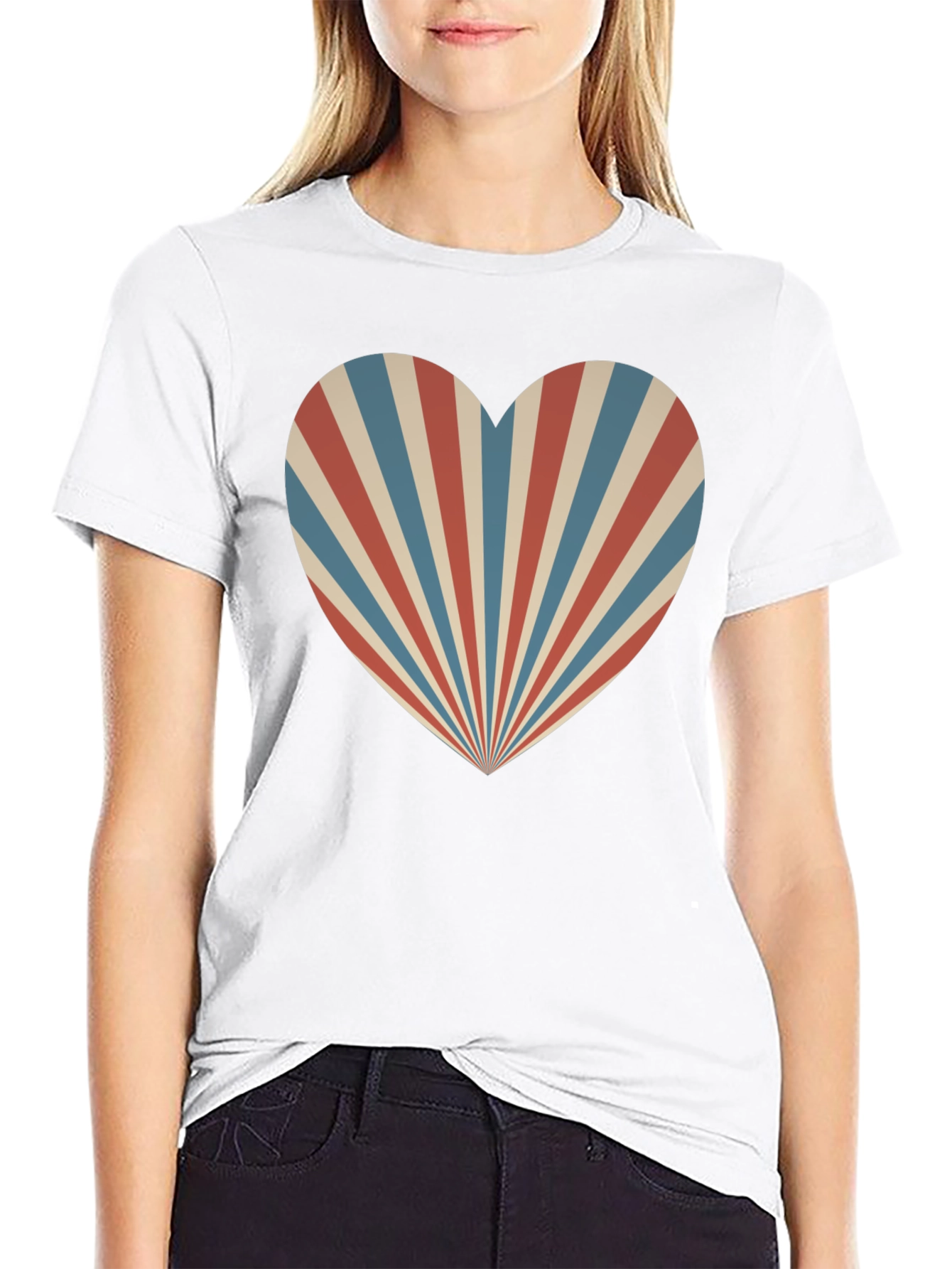 Retro Heart Ray Graphic Tee - Stylish Comfort