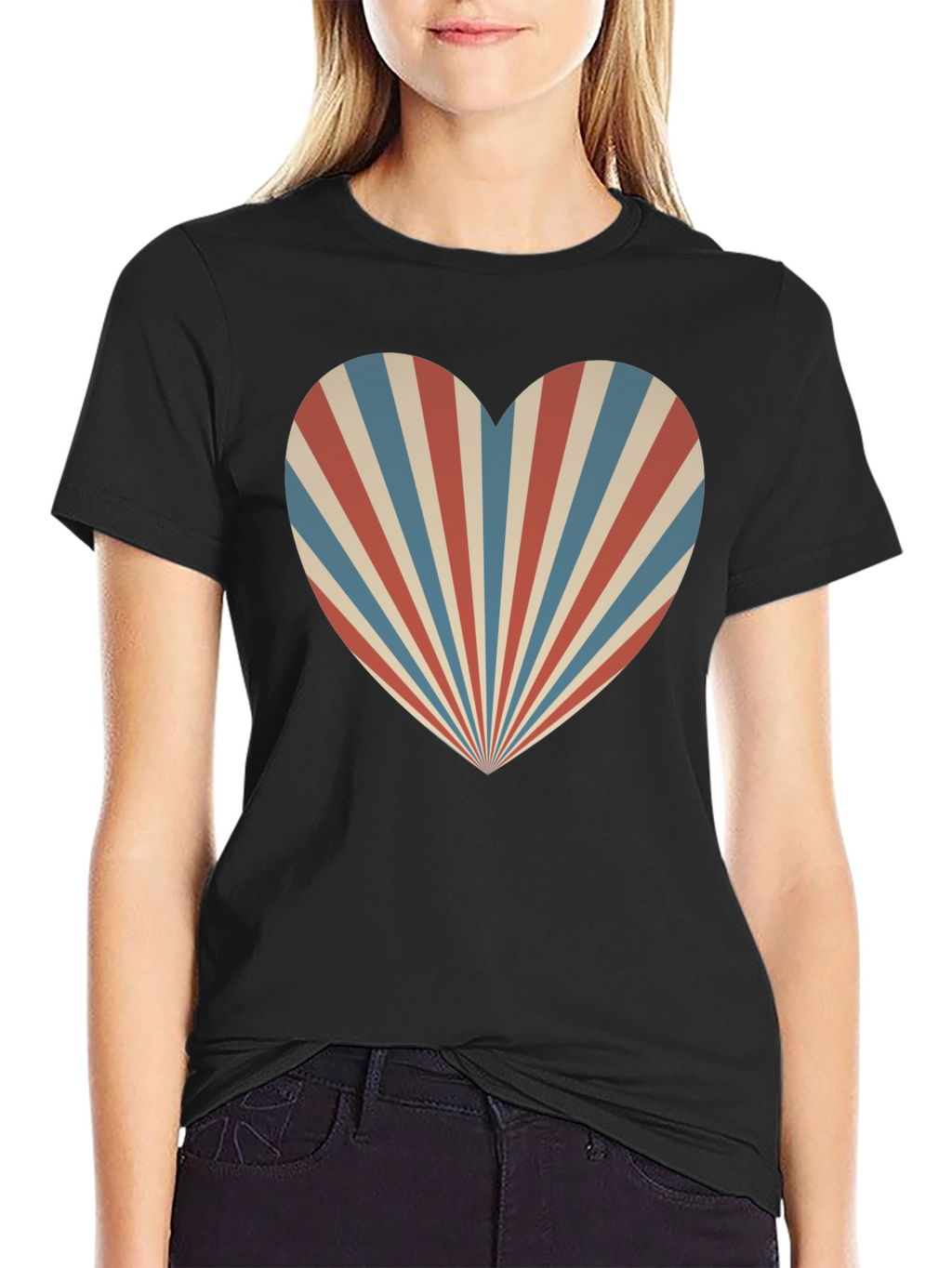 Retro Heart Ray Graphic Tee - Stylish Comfort