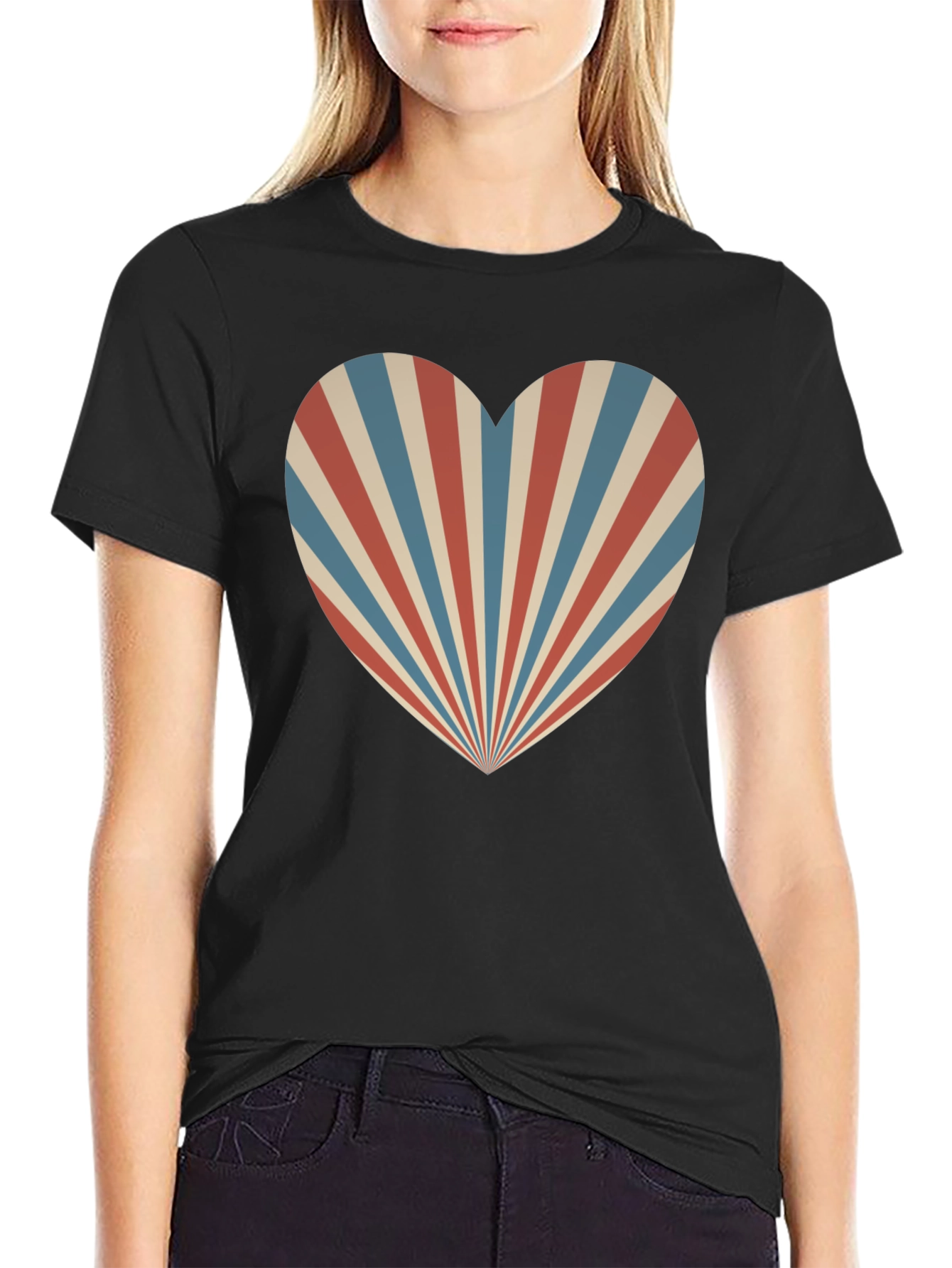 Retro Heart Ray Graphic Tee - Stylish Comfort