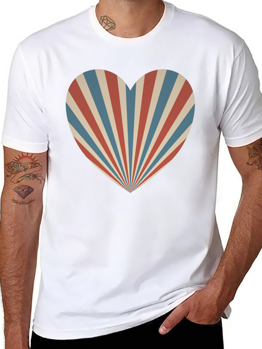 Retro Heart Ray Graphic Tee - Stylish Comfort