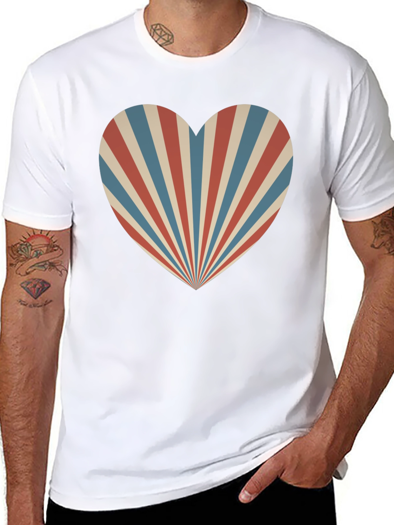 Retro Heart Ray Graphic Tee - Stylish Comfort