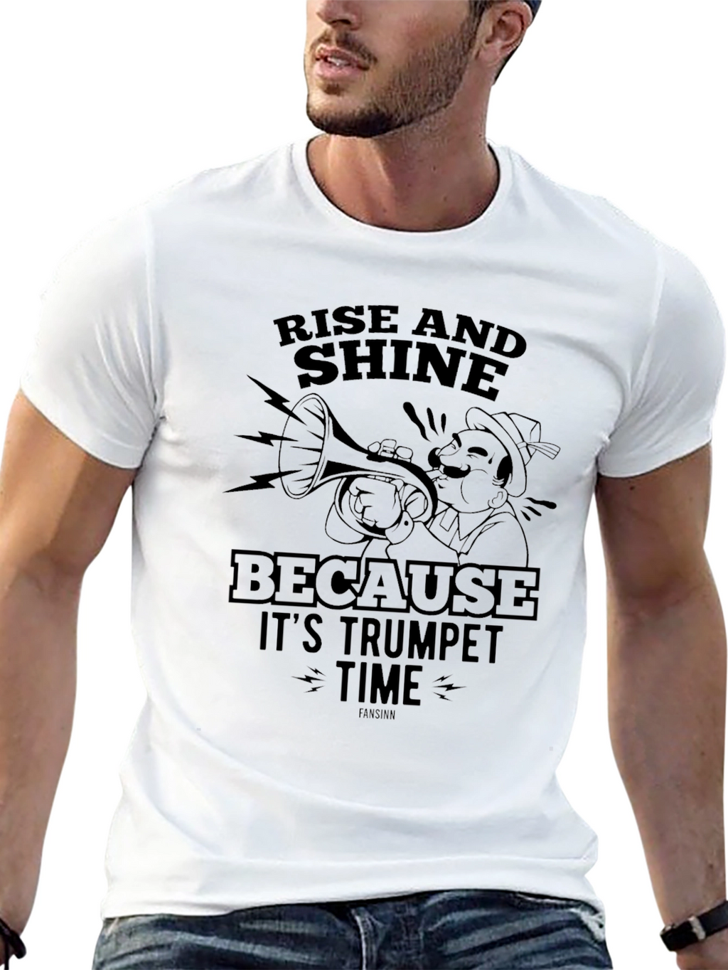 Rise and Shine Trumpet Time Black Graphic Tee