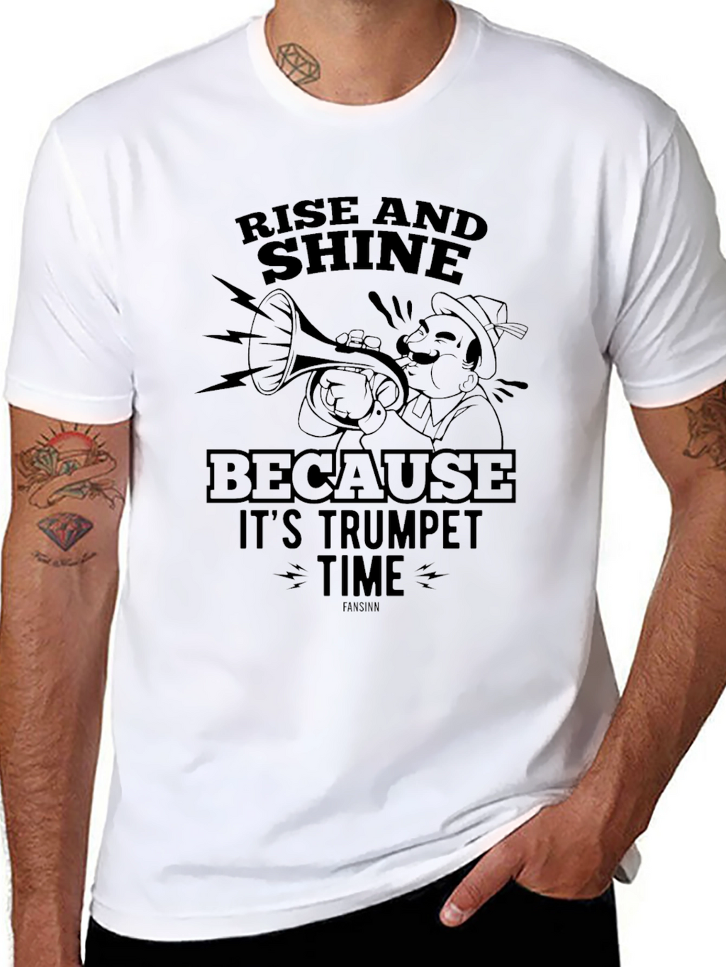 Rise and Shine Trumpet Time Black Graphic Tee