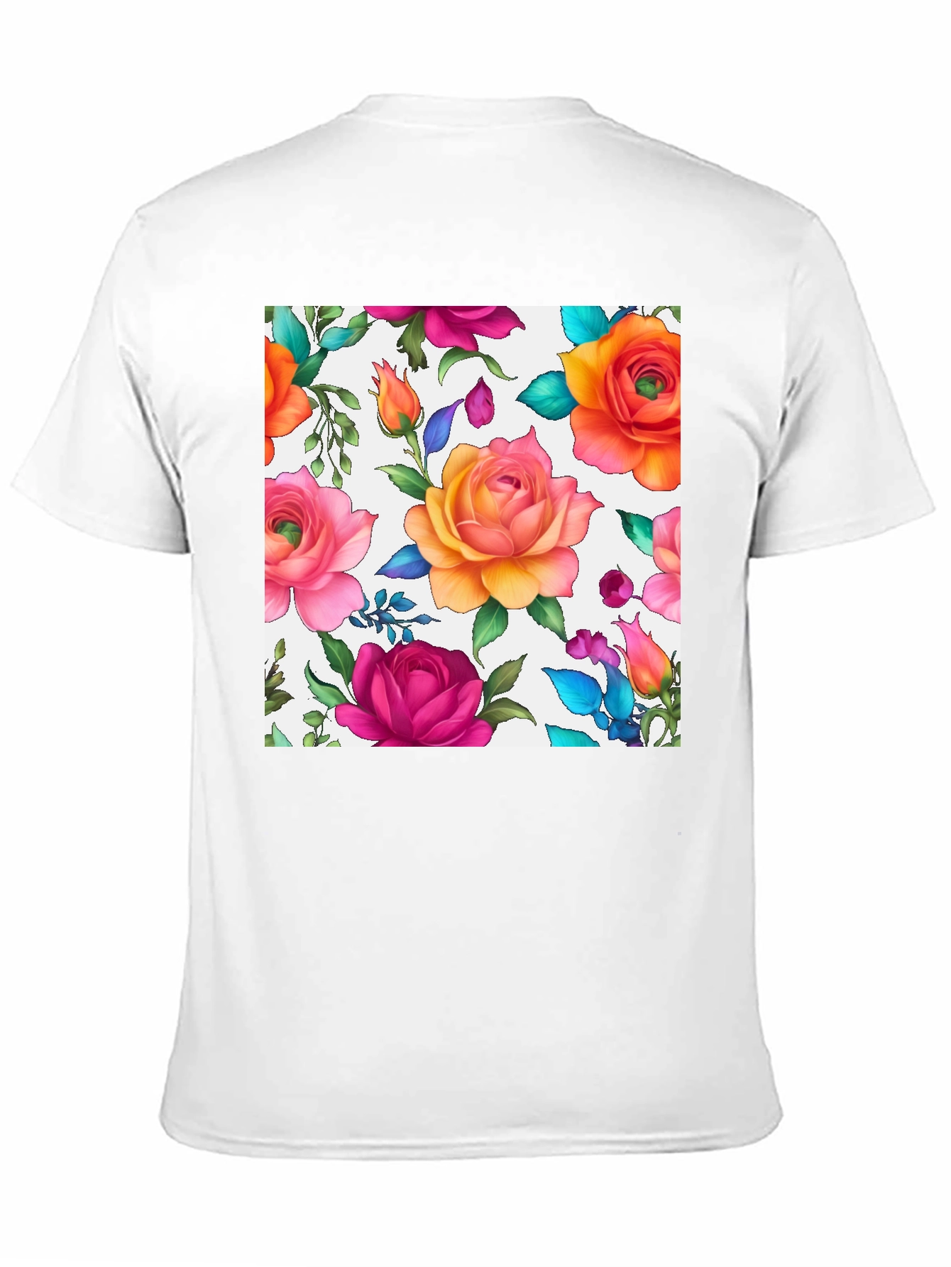 Floral Rose Print Black T-Shirt
