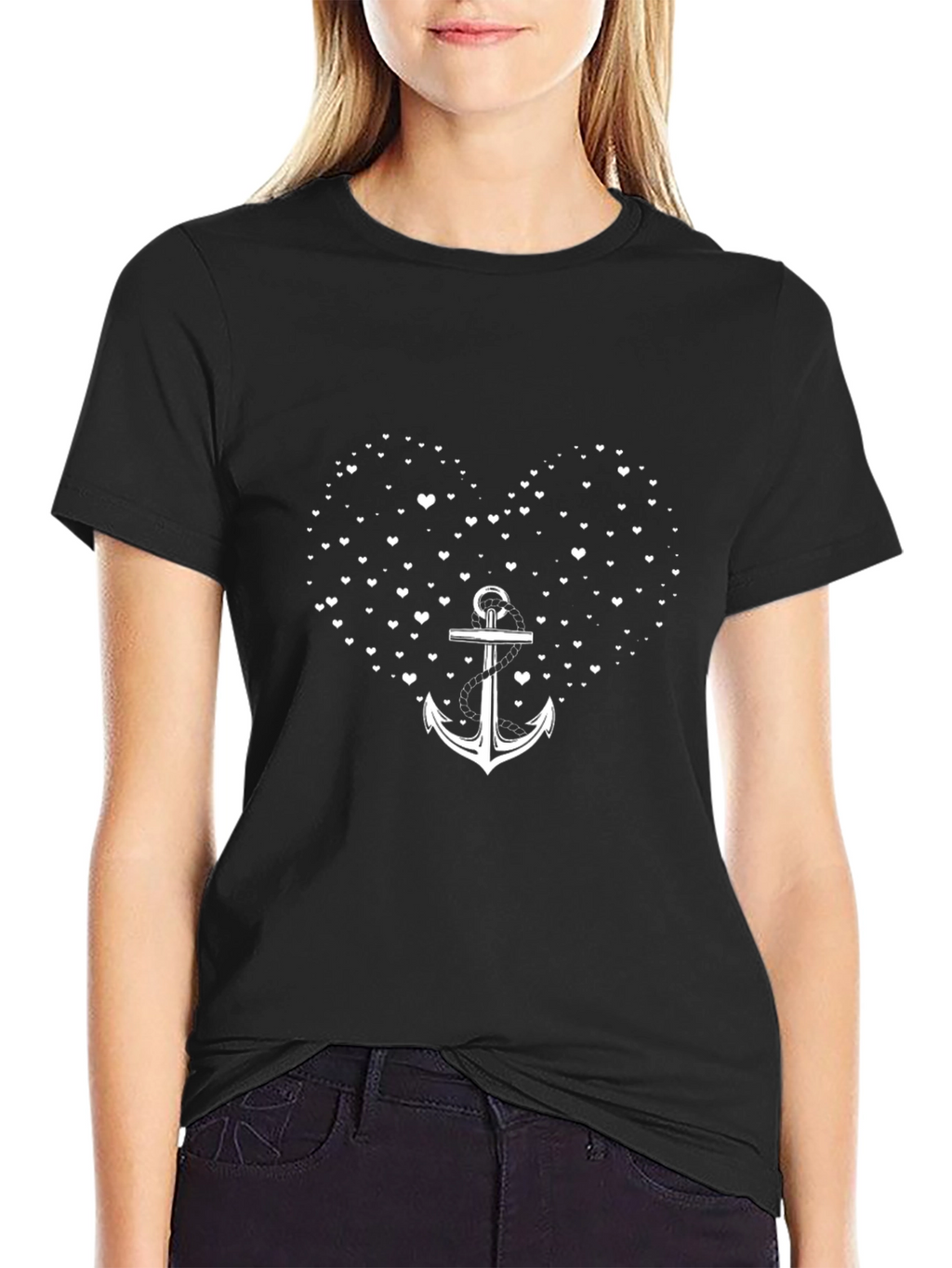 Anchor Heart Graphic Tee - Black