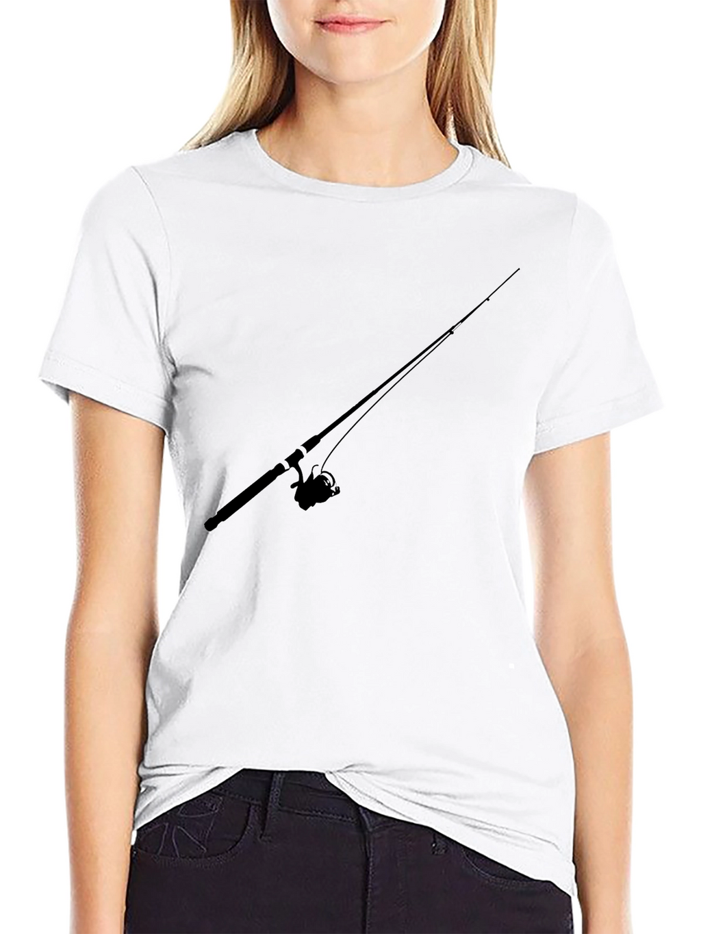 Fishing Rod Graphic Tee - Black Casual T-Shirt