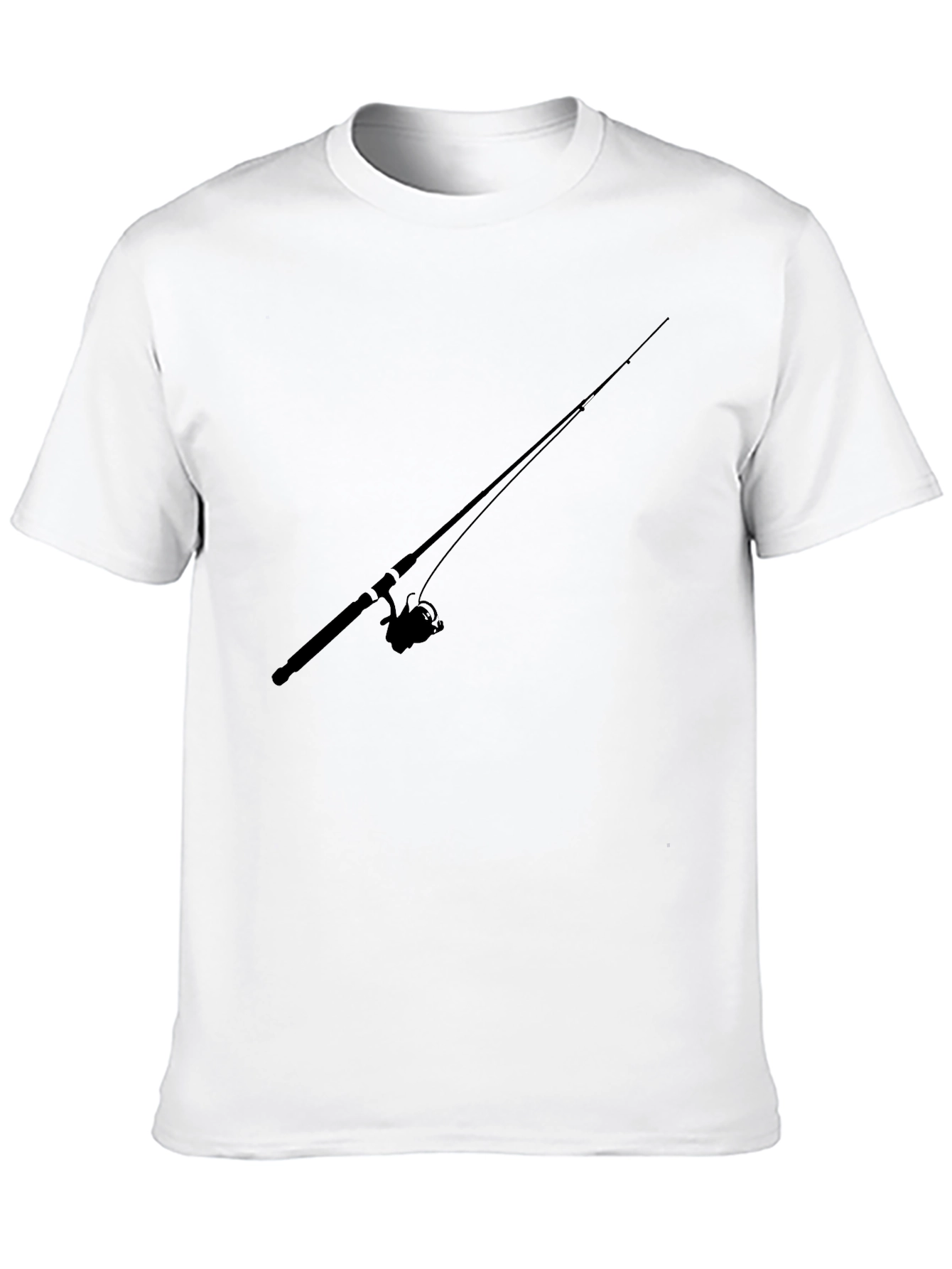 Fishing Rod Graphic Tee - Black Casual T-Shirt