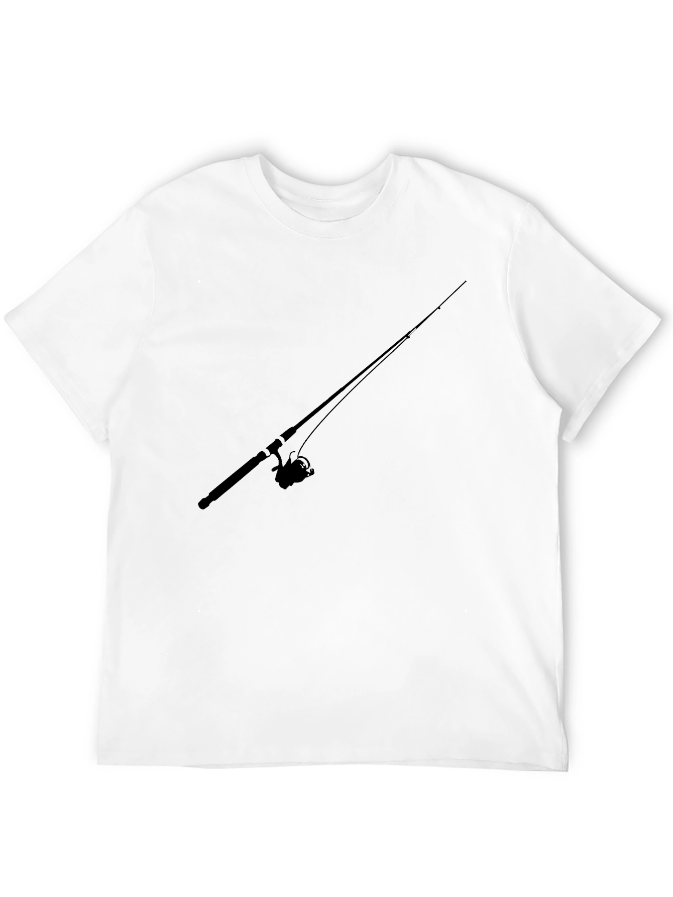 Fishing Rod Graphic Tee - Black Casual T-Shirt