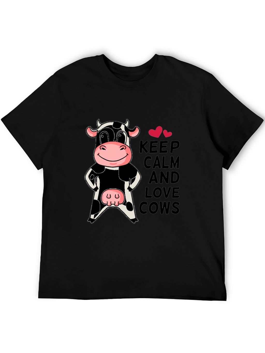 Keep Calm & Love Cows Black T-Shirt