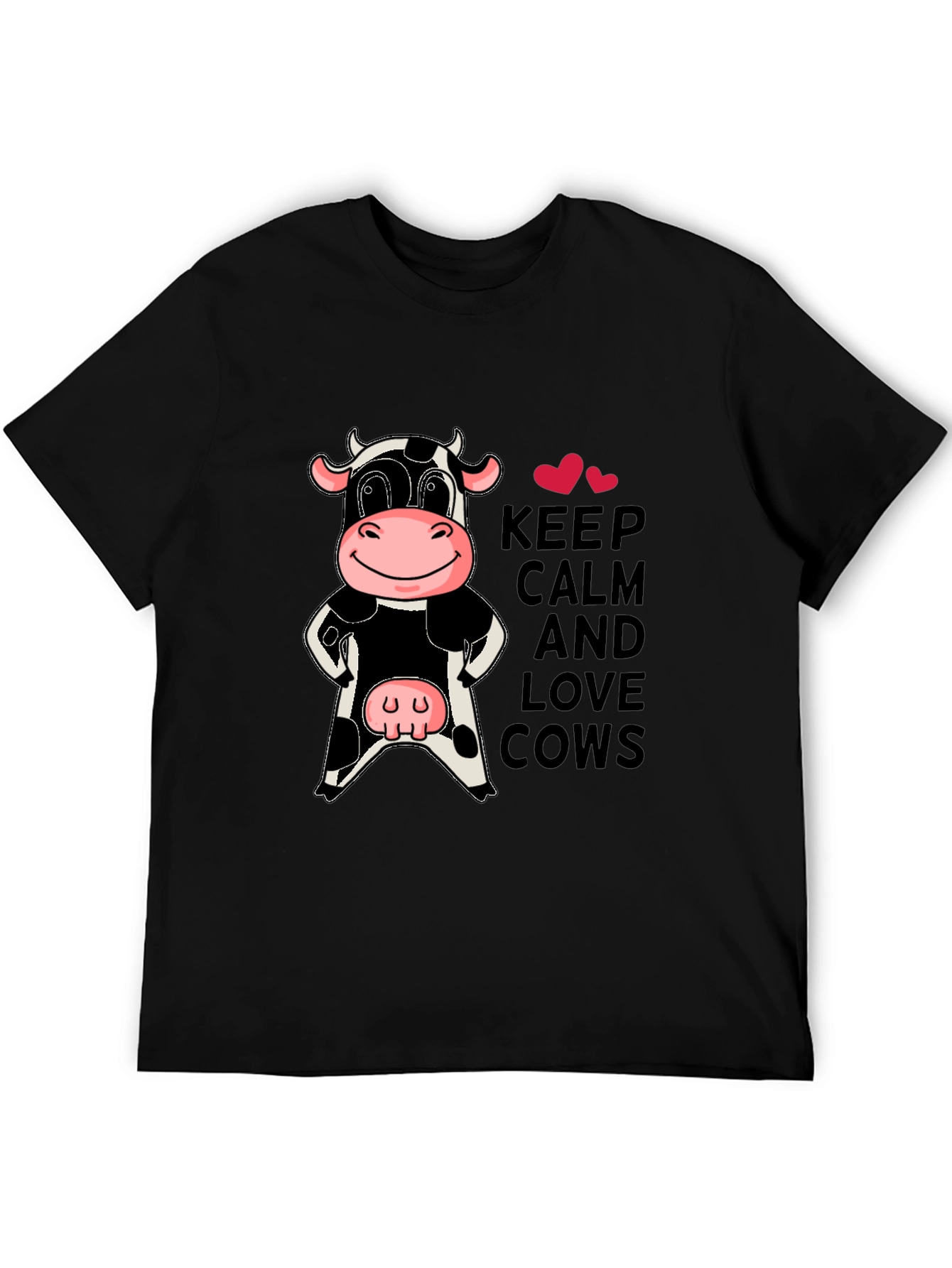Keep Calm & Love Cows Black T-Shirt