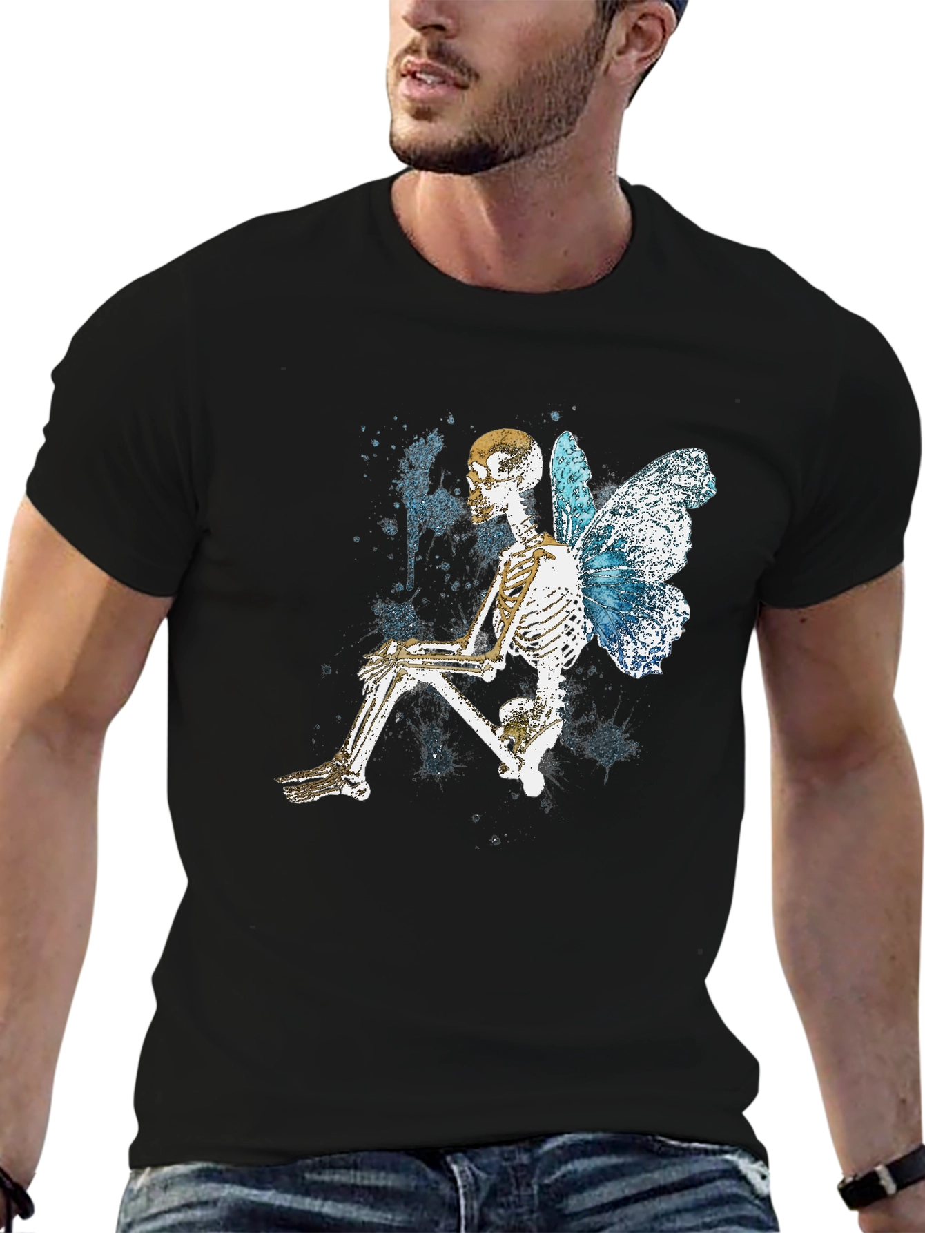 Butterfly Skeleton Graphic Tee - Trendy Gothic Style