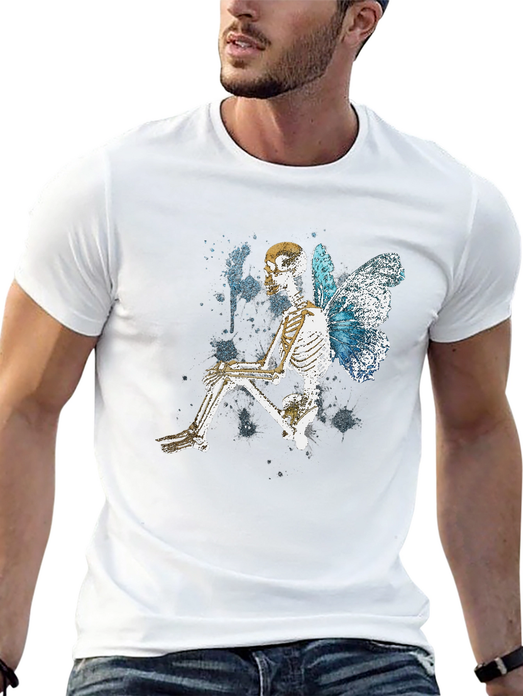 Butterfly Skeleton Graphic Tee - Trendy Gothic Style