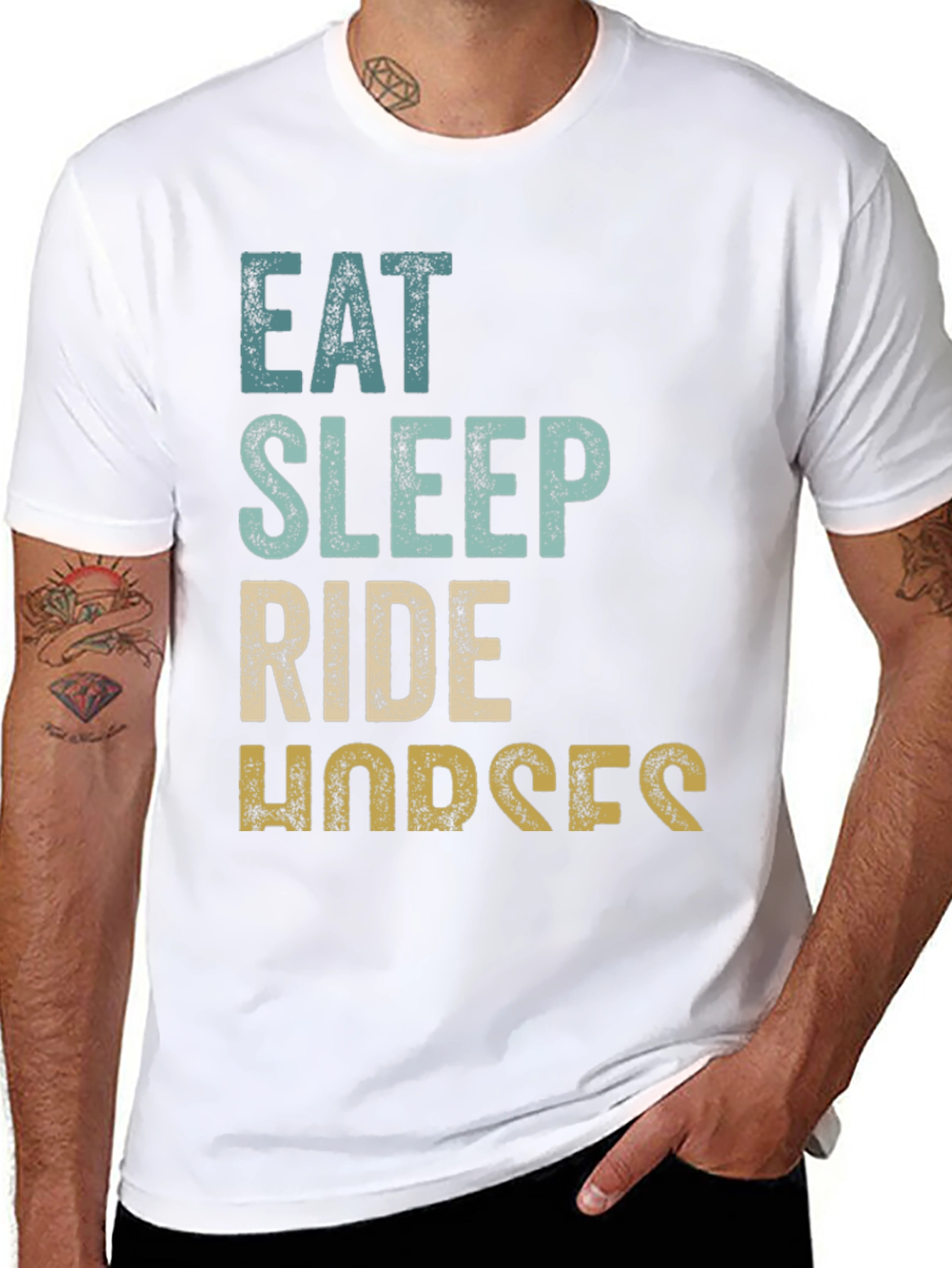 Eat Sleep Ride Horses Black T-Shirt