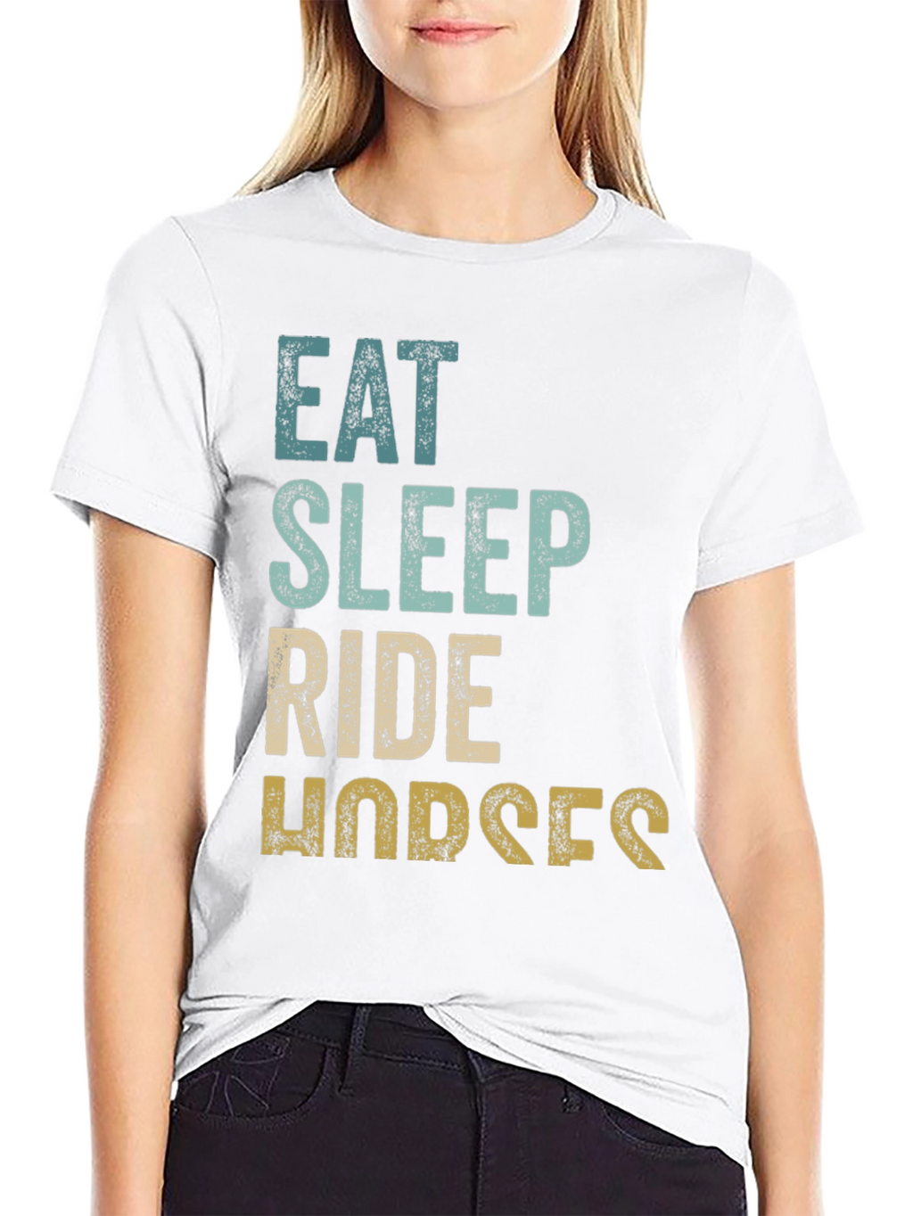 Eat Sleep Ride Horses Black T-Shirt