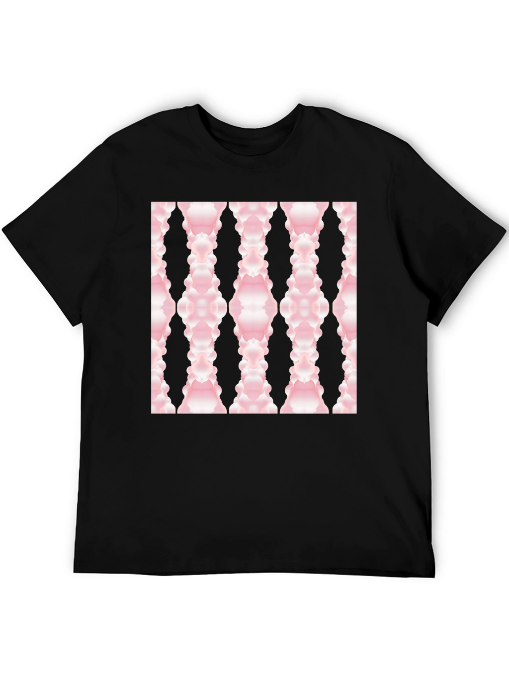 Modern Pink Cloud Pattern Black T-Shirt