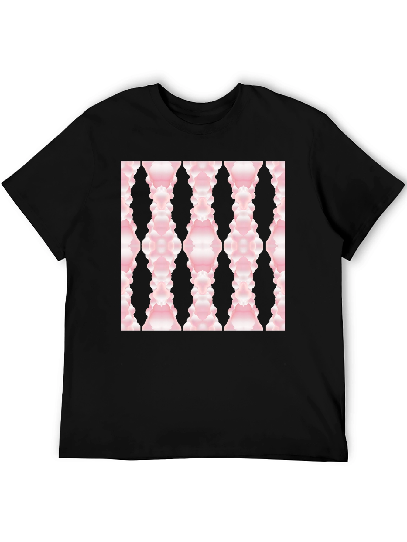 Modern Pink Cloud Pattern Black T-Shirt